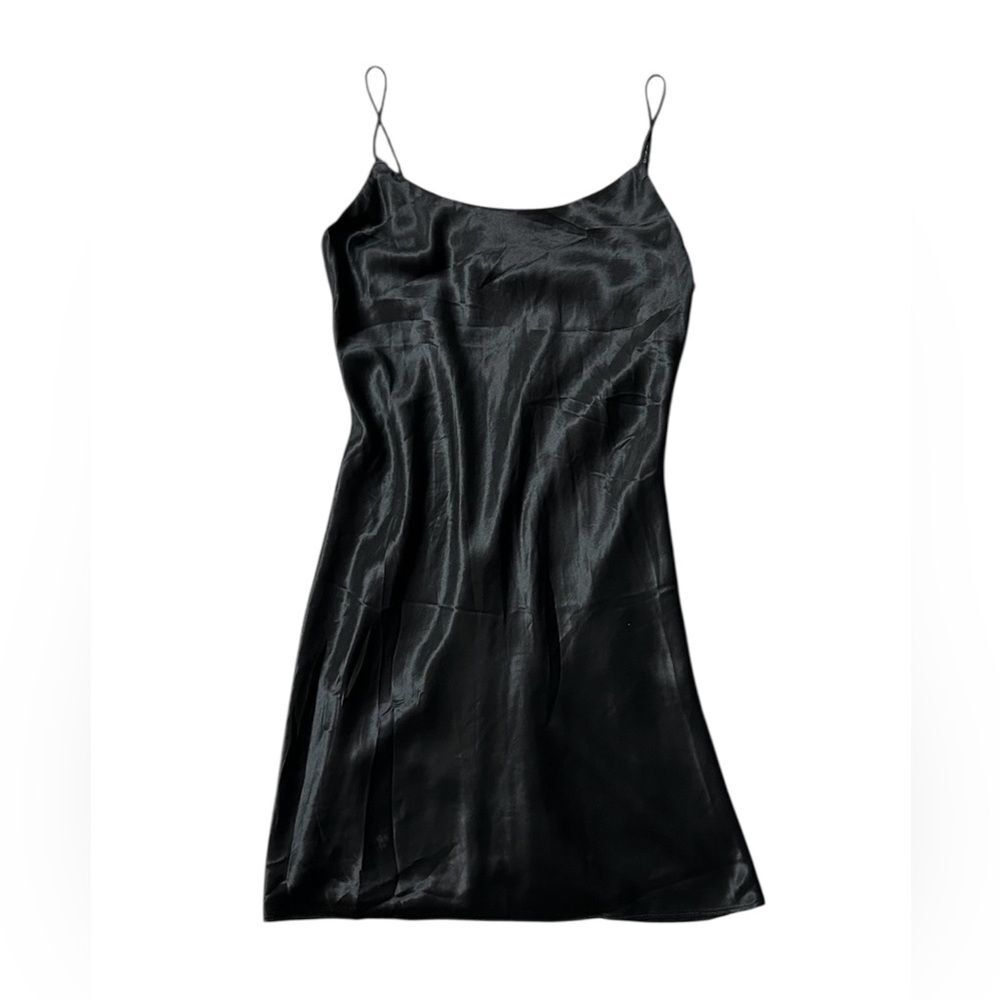 Vintage 90’s Black Satin Strappy Slipdress  by J.B.S. Ltd. size 10